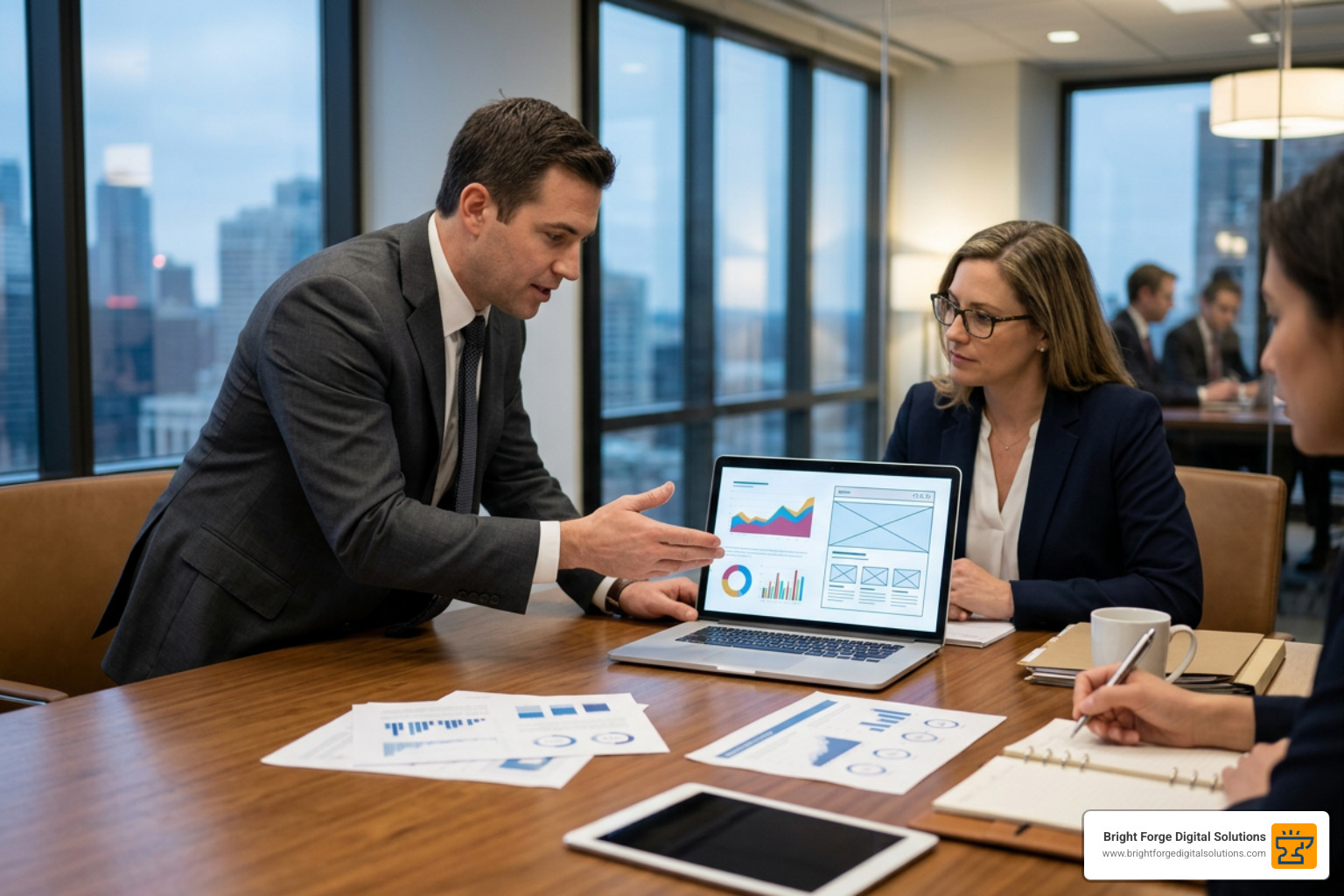 High-converting law firm website interface and multi-channel marketing funnel