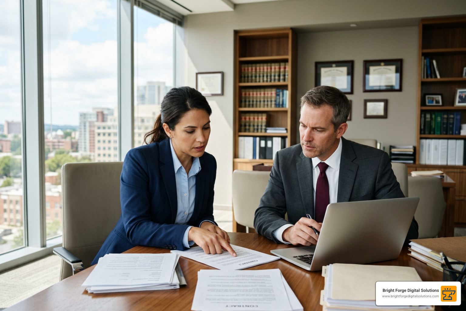 Attorneys vetting digital marketing proposals and agency contract terms