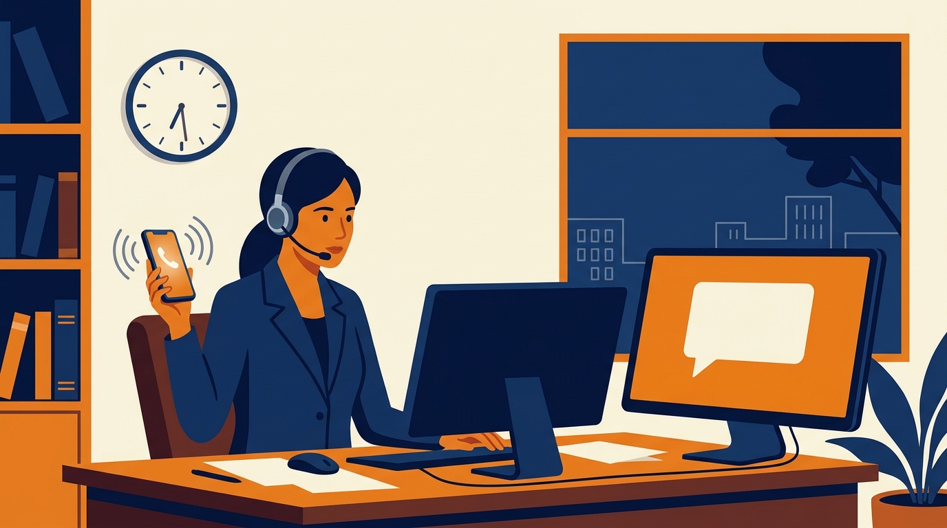 Small firm attorney on an evening call, showing coverage beyond office hours