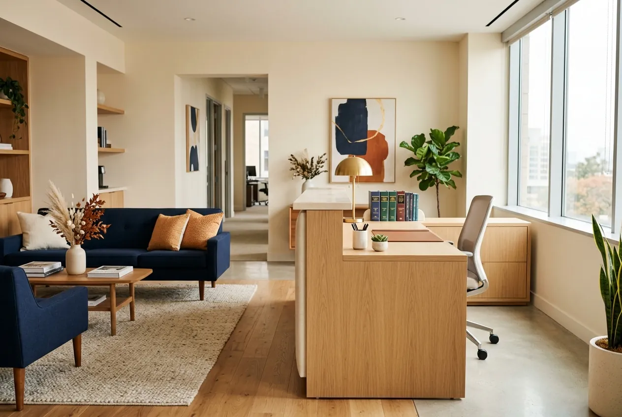Welcoming law office reception area